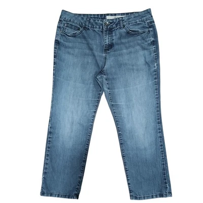 Pantalones de mezclilla DKNY relajados rectos para mujer talla 8 azul lavado medio Foto 1 de 4
