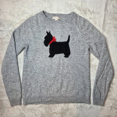 Philosophy Girls L 100% Cashmere Sweater Gray Scottie Black Dog Pullover - Image 1 of 4