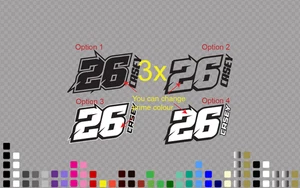 3x Custom Racing Name Number Plate Decal Vinyl Stickers PW50 MX Motocross Bike - Picture 1 of 5