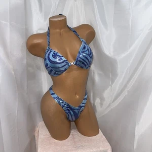 competition FIGURE  suit   Blue holographic print new never worn Npc - Picture 1 of 4
