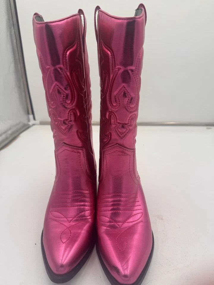 Bota vaquera cosida occidental soda para mujer puntiaguda hasta la rodilla fucsia rosa intenso talla 7 Foto 1 de 4
