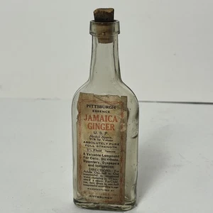 Antica bottiglia di vetro Jamaica Zenzero 1 3/4 oz farmacia Pittsburgh Essence - Foto 1 di 15