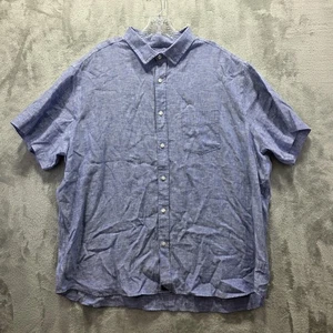 UNTUCKit Shirt Mens 3XL Blue Linen Short Sleeve Button Front Wrinkle Resistant - Picture 1 of 6
