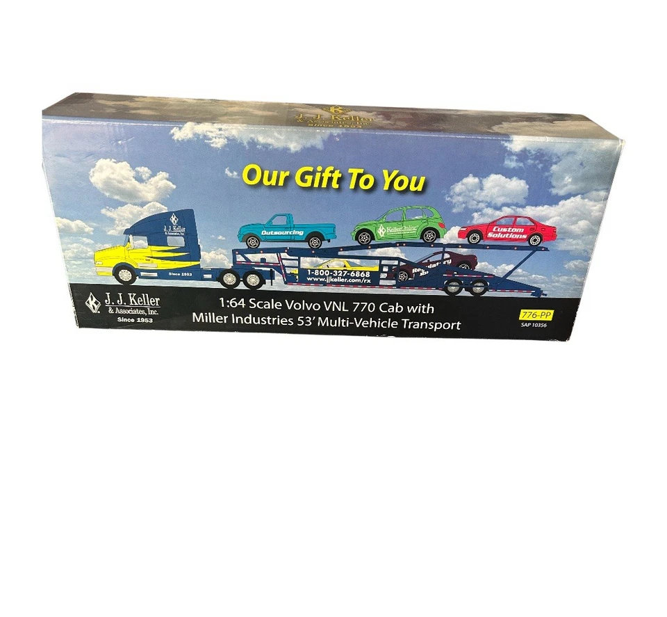 SpecCast J.J. Keller 1:64 Volvo VNL 770 Cab, Miller Multi Vehicle Transport READ - Image 1 of 4