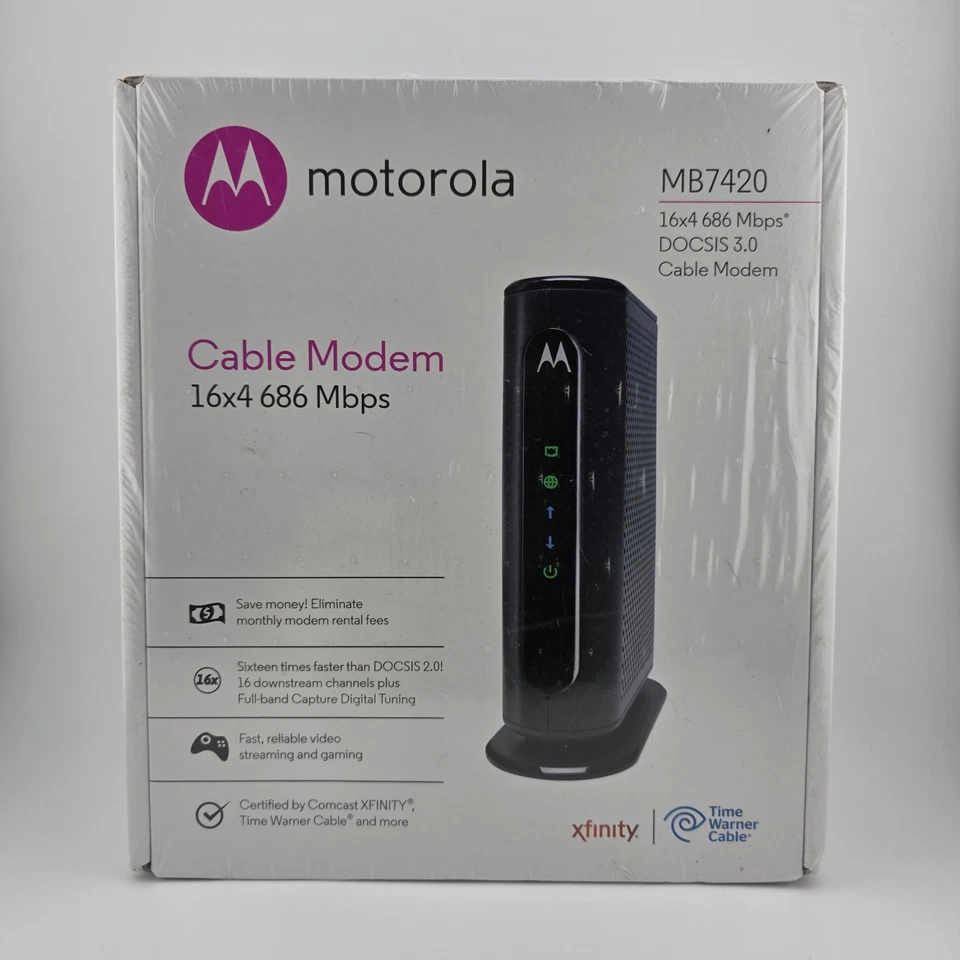Motorola MB7420 16x4 686 Mbps DOCSIS 3.0 Single Ethernet Port Cable Modem NEW - Image 1 of 4