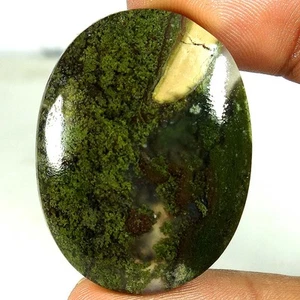 100% Natural Indonesian Moss Agate Oval Cabochon Gemstone 75.85Cts. 32x 43x 08mm - Picture 1 of 3