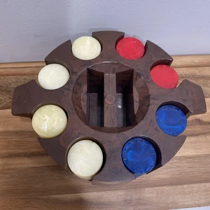 Vtg MCM Brown Bakelite Catalin Poker Chip Caddy W/ 187 Translucent Swirled Chips - Picture 1 of 10