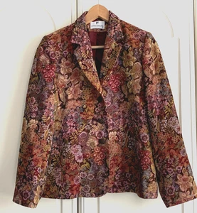 Frankenwalder Collection Floral Tapestry Look -3 Metal Button Jacket S 36 UK 10 - Picture 1 of 8