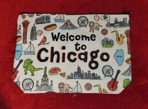 NUEVO Chicago Bolsa de Cosméticos de Viaje Bolsa de Maquillaje Medicina Píldora Bolso de Mano Arpillera Lona Cremalleras - Imagen 1 de 7