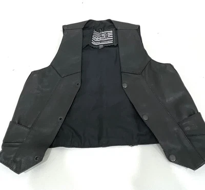 Chaleco XXL de cuero negro para motociclistas juveniles Foto 1 de 3