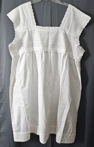 Ella Simone Women's Cotton Embroidered White Square Shoulder Nightgown Size 3XL - Picture 1 of 11