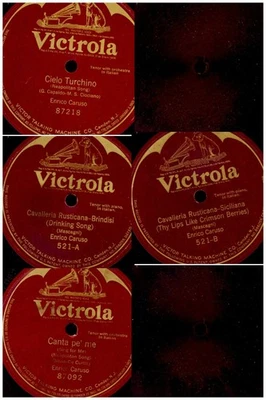 3x ENRICO CARUSO auf Victrola Schellackplatten, Grammophon -Sonderpreis- Set359 - Bild 1 von 4