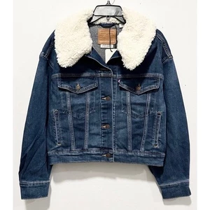 NUEVO CON ETIQUETAS: Levi's - Chaqueta de camionero de mezclilla Sherpa (S) para mujer Baby Bauble, lavado oscuro - Imagen 1 de 2
