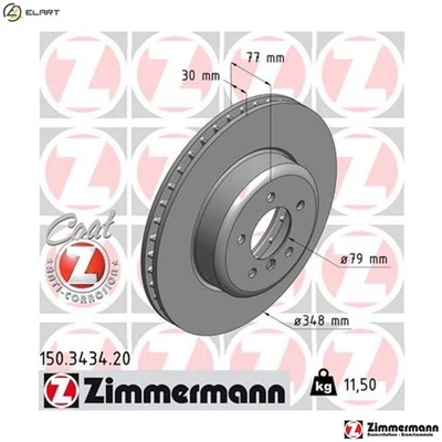 2x BRAKE DISC 150.3434.20 FOR BMW 6/E0/E1/E3/Convertible/E4 M57D30 N54B30 3.0L - Image 1 of 4