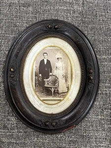 Antique Early Primitive Wood Oval Frame - Picture 1 of 9