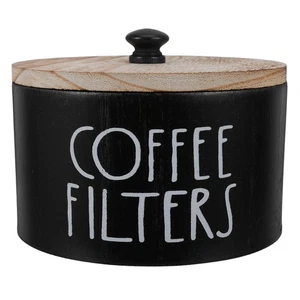  Contenitore cono filtro caffè - Scatola filtro caffè rotonda in legno con coperchio - - Foto 1 di 12