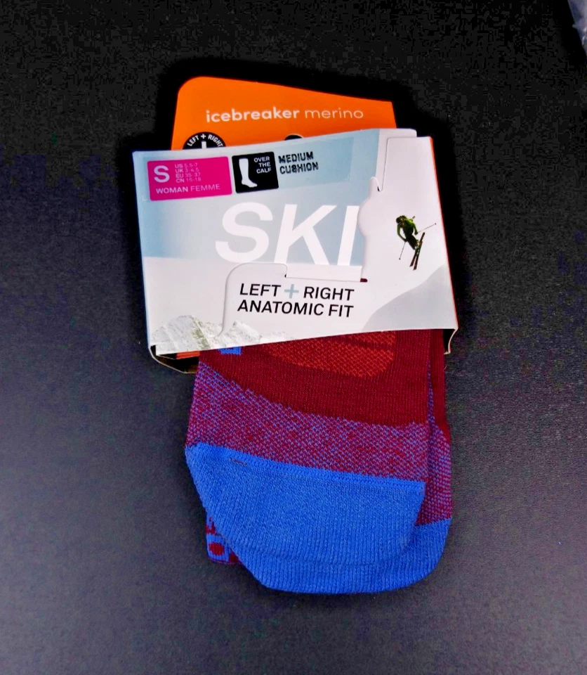 ICEBREAKER Womens Ski Socks Merino Wool Anatomic Fit- OTC- Small Cedarwood Red - Image 1 of 4