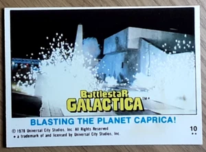 1978 Battlestar Galactica U.K Edition Card 10 BLASTING THE PLANET CAPRICA - Picture 1 of 3