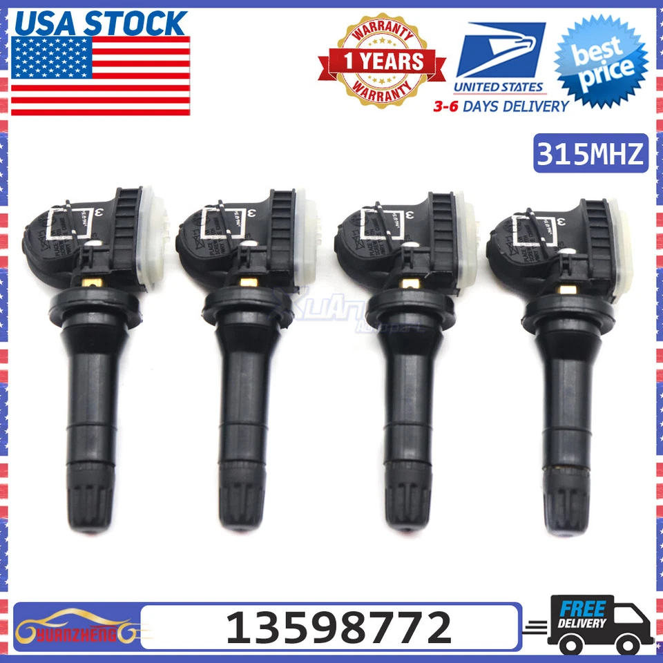 NUEVO SENSOR DE PRESIÓN DE NEUMÁTICOS TPMS 4 PIEZAS para GM Chevrolet GMC Buick Cadillac 13598772 Foto 1 de 4