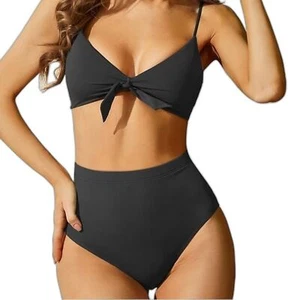Bikini Damen XL Neu Zweiteiler Bindeknoten Verstellbar Hohe Taille Badeanzug - Bild 1 von 8