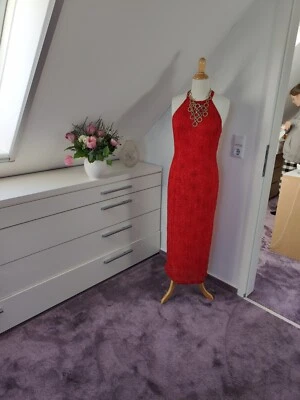Abendkleid m. Glassteinen Gr. 36 rot  ärmellos raffinierter Rücken figurbetont,  - Bild 1 von 4