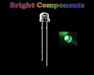 10 x Green LED 5mm Straw Hat - Low Profile - UK Seller - Picture 1 of 1