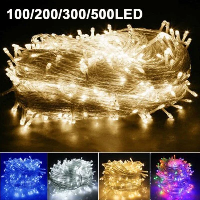 Mains Plug in String Fairy Lights 100-500 LED Garden Outdoor Indoor Xmas Lights - Image 1 of 4