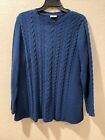 J Jill Sz Lge Blue Knit Tunic Sweater Womens 100% Polyester Soft Warm Winter EUC