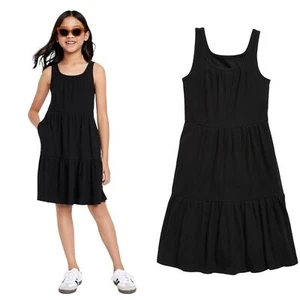 NWT Old Navy Sleeveless Black Ruffled-Tiered Dress for Girls, Sz XL 14-16 - Picture 1 of 7