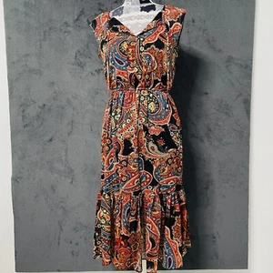 Tommy Hilfiger Dress Womens Size 4 Paisley Print Multicolor V-Neck Sleeveless - Picture 1 of 9