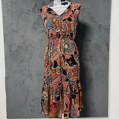 Tommy Hilfiger Dress Womens Size 4 Paisley Print Multicolor V-Neck Sleeveless - Image 1 of 4