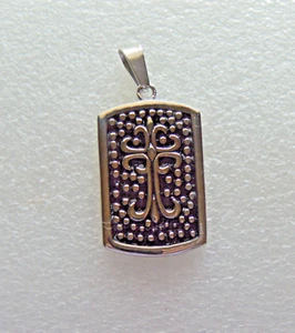Stainless Steel Cross Design Tag Pendant #jewelry #fashion #pendants #Cross - Picture 1 of 4