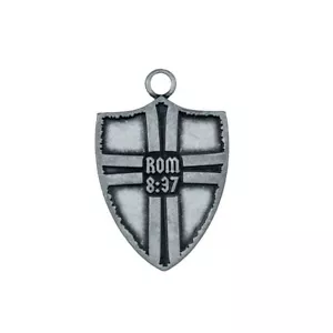 Romani 8:37 - Collana Scudo Battaglia Finitura Antica Scudi della Forza - Foto 1 di 3