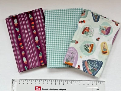 MILLER Stoffpaket Patchworkstoff GREENHOUSE GARDENS Kaktus Flaschengarten - Bild 1 von 4