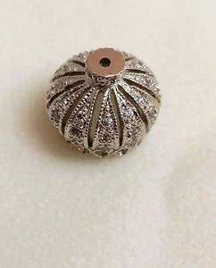 White Rhodium Plated over Sterling Silver and Cubic Zirconium Medium End Cap - Picture 1 of 4