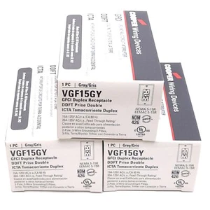 Lot of 3 Cooper Wiring VGF15GY GFCI Duplex Receptacle 125VAC 15A, 2-Pole, 3-Wire - Picture 1 of 5