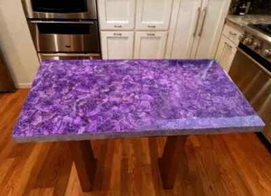 36"x24" Custom Handcrafted Amethyst Dining Table Top Luxury Gemstone Room Decor - Picture 1 of 4