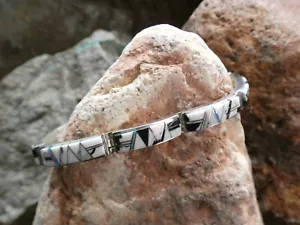 Büffel Türkis & Opal Edelstein Sterlingsilber 925 aufklappbar 7,25" Armband AK11 - Bild 1 von 10