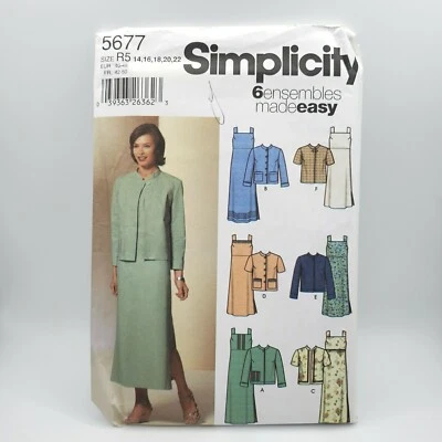 Simplicity 5677 Misses' Dress Jacket 6 Variations Pattern Size 14-22 Uncut - Image 1 of 4