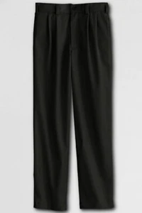 LANDS END Black Pleated School Uniforms Pants Boys 10 INSEAM 25" NEW - Picture 1 of 2