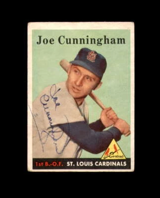 Joe Cunningham Firmado 1958 Topps Cardenales de San Luis Autografiado Foto 1 de 2