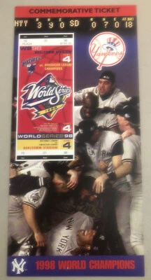 1998 World Champions New York Yankees ⚾️ Commemorative Ticket Vs Padres ⚾️/10000 - Image 1 of 3