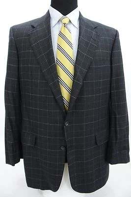 Chaqueta Abrigo Deportivo H.Freeman & Son 2 Btn Negra Marrón Blanca Cuadros Mezcla Seda 42L Foto 1 de 4