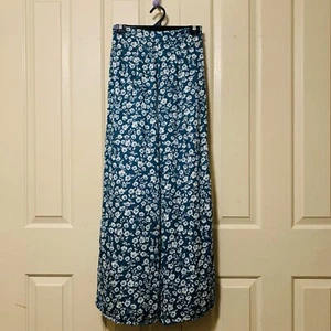 Billabong Teal White Floral Bohemian Wide Leg Pants Womens Size 8 - Picture 1 of 10