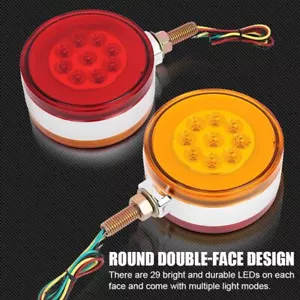 2x9-LED rotondo doppia faccia rosso/ambra camion parafango piedistallo segnale di svolta - Foto 1 di 13
