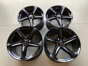 Black C8 Z06 Style 2020-2025 Corvette Stingray Wheels 19x8.5 20x11 GM Caps Lugs - Picture 1 of 9