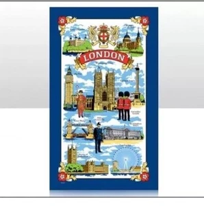 Toalla de té de Londres famoso diseño de iconos turísticos 100 % algodón recuerdo regalo - Imagen 1 de 1