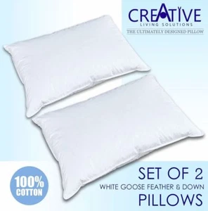 Creative Living Solutions Set of Two Goose Feather and Down Bed Pillows - Picture 1 of 5