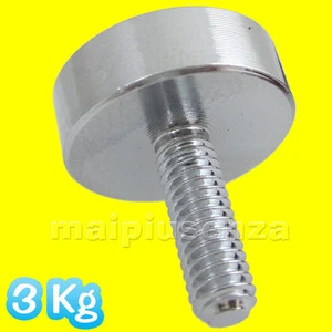 MAGNETE neodimio GAMBO FILETTATO M4 solleva 3Kg calamita super potente Ø 15x4 mm - Picture 1 of 1