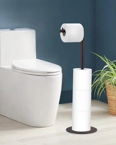 Toilet Paper Holder Stand Free Standing Roll Holder for 4 Spare Rolls Bronze New - Picture 1 of 5